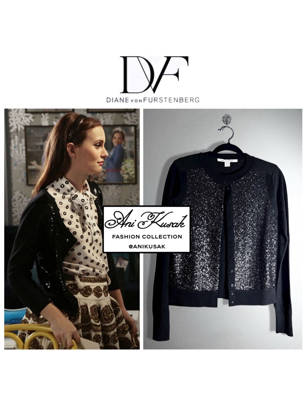 Diane Von Furstenberg Mayse-Bis Sequin Cardigan ASO Blair Waldorf